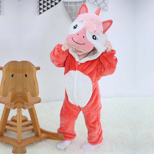 Macacão Infantil de Bichinho em Flanela com Capuz 2020